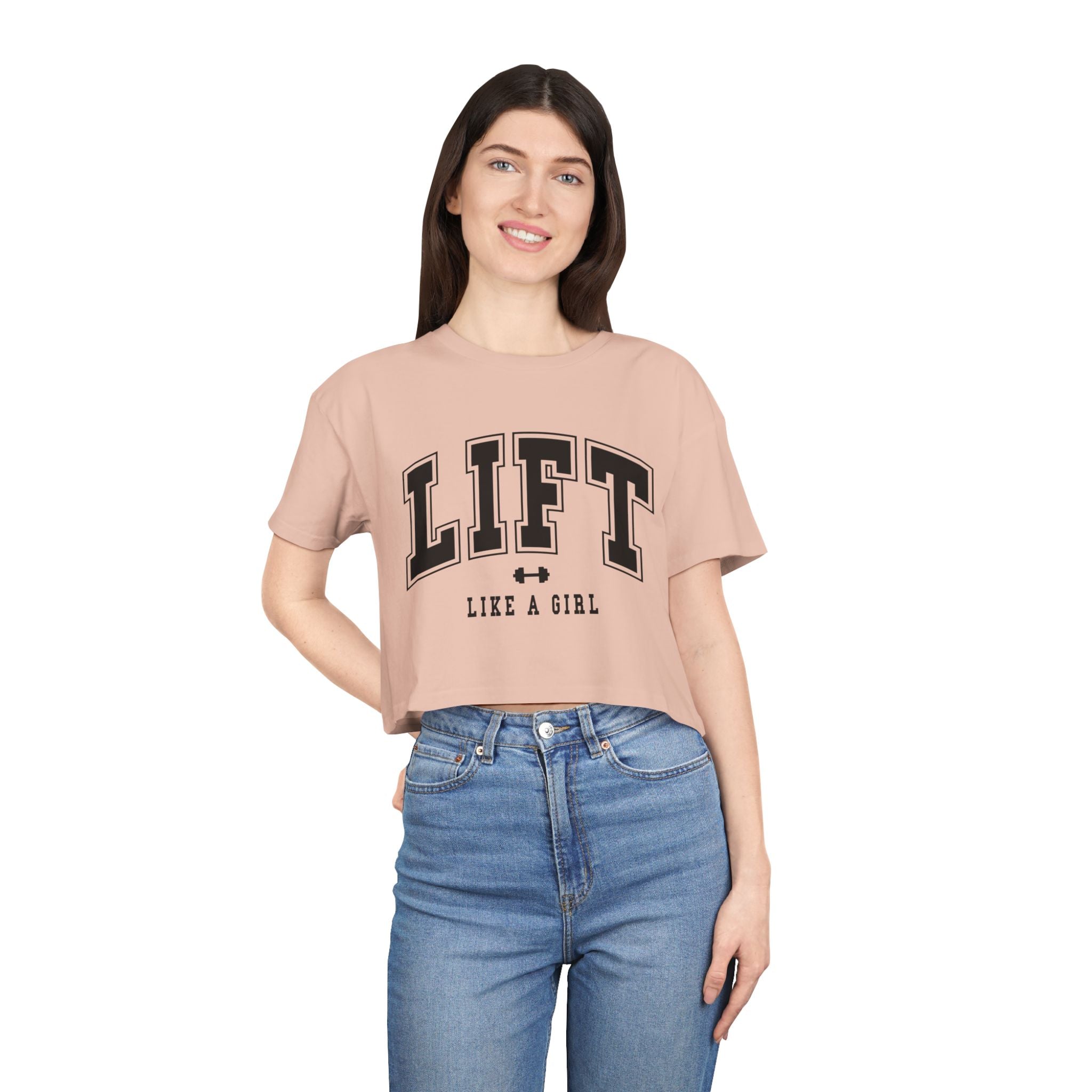 Lift Like A Girl - Women's Crop Tee - Black Logo