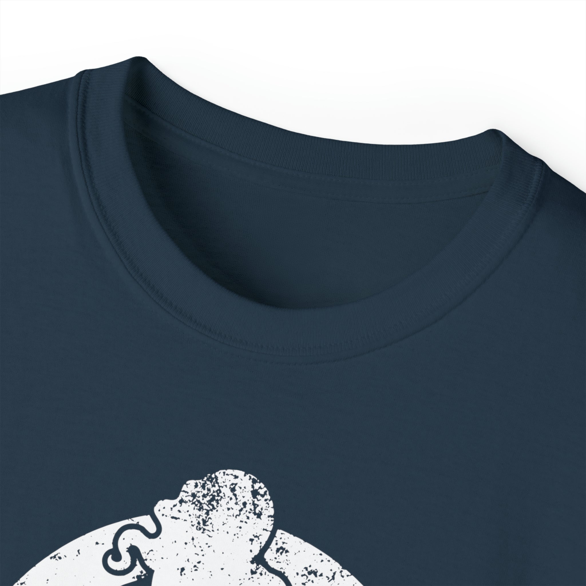 Unisex Ultra Cotton Tee - Distressed White Logo - Plain Back