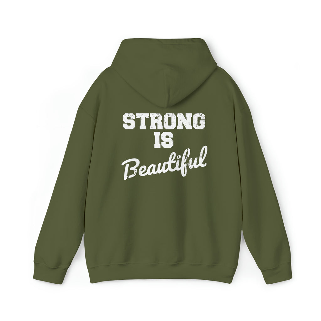 Strong Is Beautiful - Unisex Heavy Blend Hooded Sweatshirt - Distressed White Logo -  (BEST SELLER)