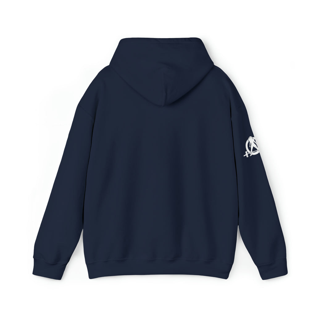 I Could Deadlift You. - Unisex Heavy Blend Hooded Sweatshirt - White Logo - Right Shoulder - Plain Back