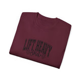 Lift Heavy Shit - Unisex Ultra Cotton Tee - Front Black Logo - Plain Back