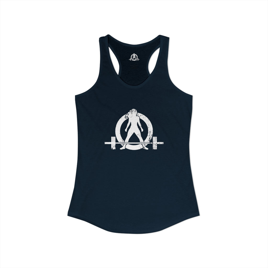 I Could Squat You - Women's Ideal Racerback Tank - White Logo Front & Back