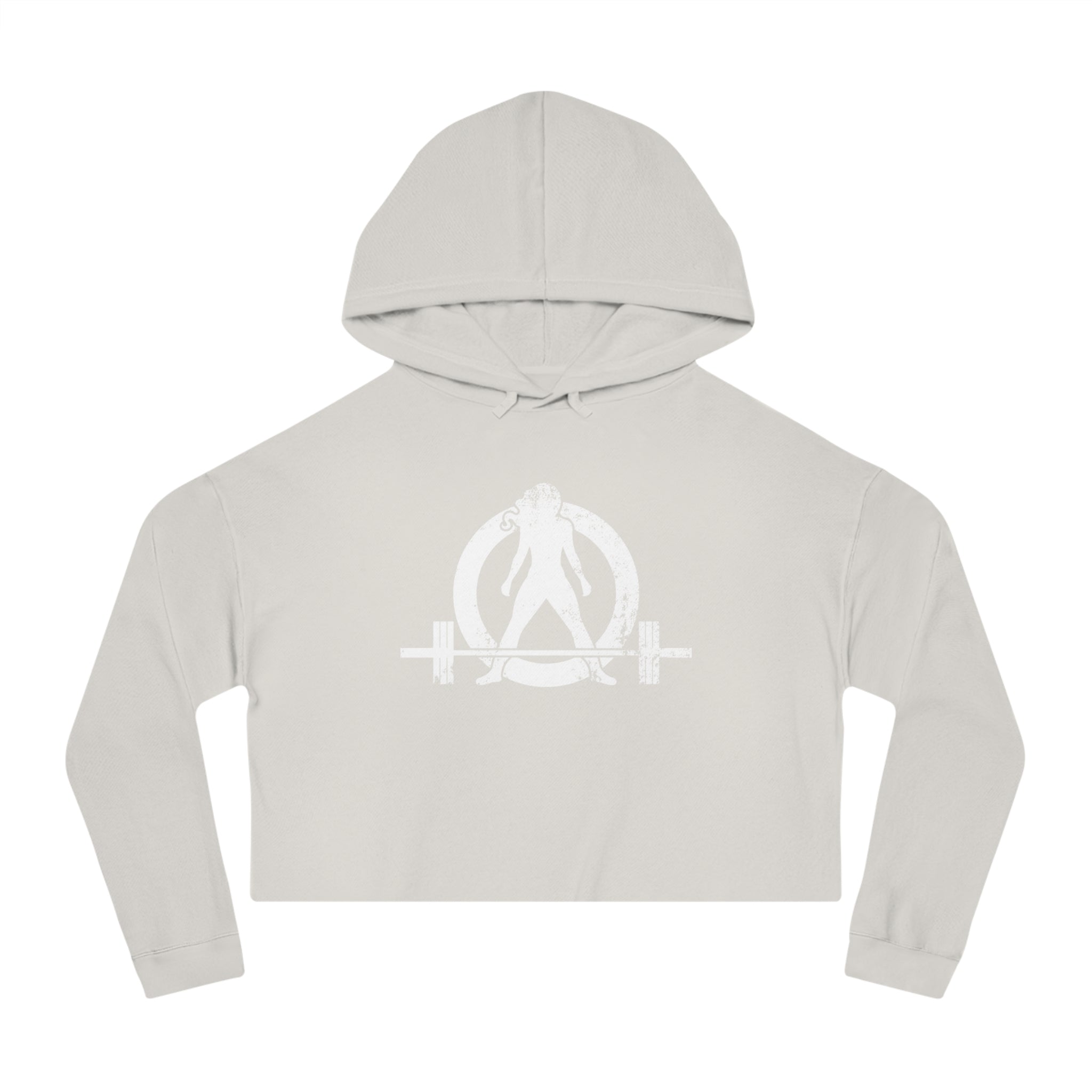 Women’s Cropped Hooded Sweatshirt - White Distressed Logo