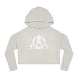 Women’s Cropped Hooded Sweatshirt - White Distressed Logo