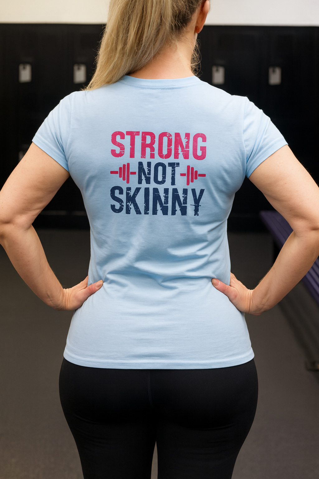 Strong Not Skinny - Women's Softstyle Tee - Distressed Color Logo Front & Back