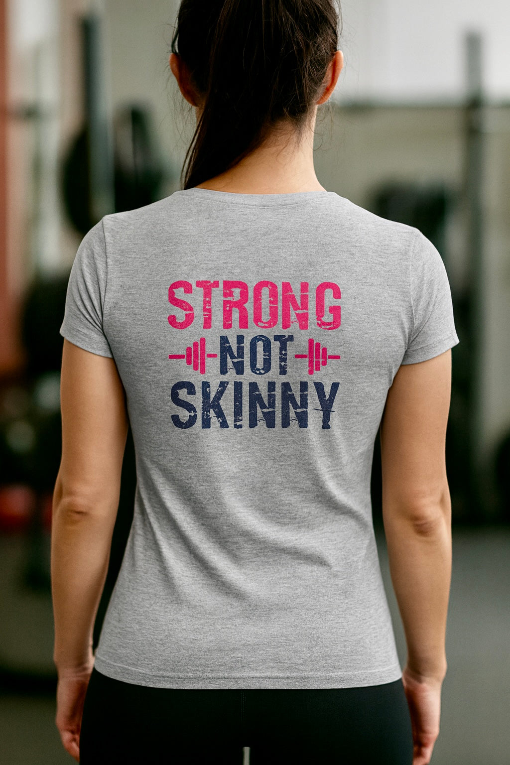 Strong Not Skinny - Women's Softstyle Tee - Distressed Color Logo Front & Back