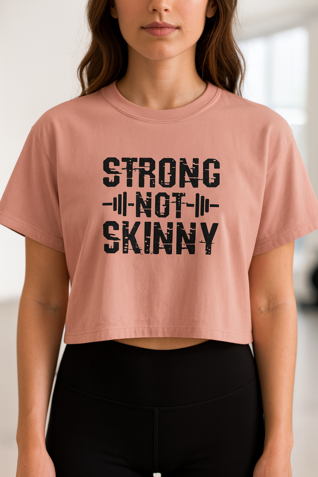 Strong Not Skinny - Women's Boxy Tee - Black Logo Front & Back