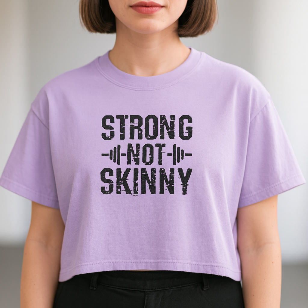 Strong Not Skinny - Women's Boxy Tee - Black Logo Front & Back