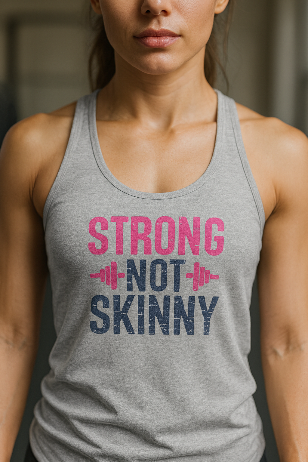 Strong Not Skinny - Color Distressed Logo - Women's Ideal Racerback Tank