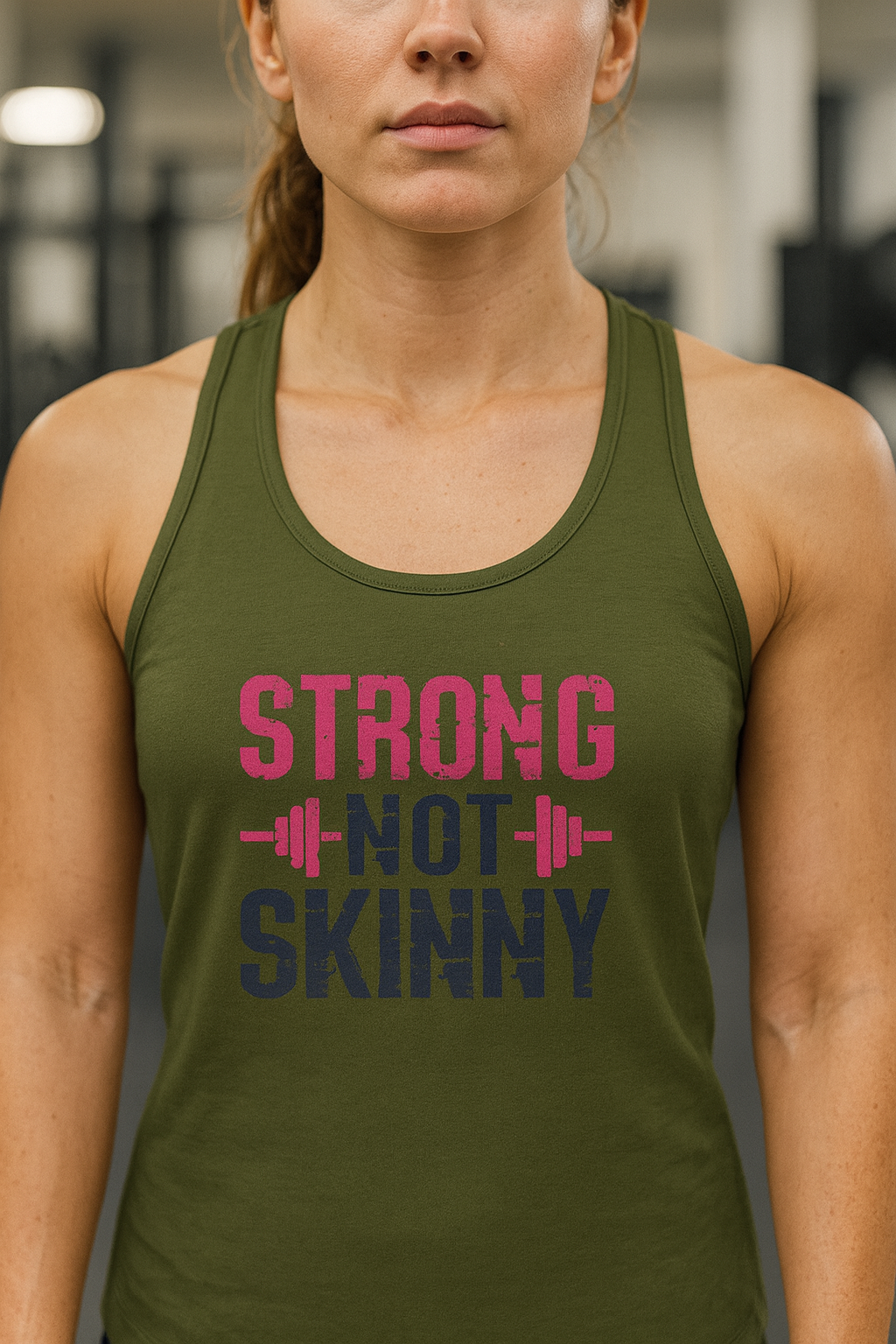 Strong Not Skinny - Color Distressed Logo - Women's Ideal Racerback Tank