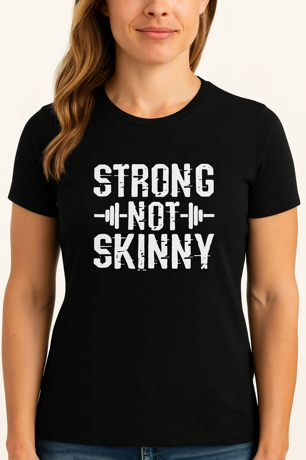 Strong Not Skinny – Women’s Softstyle Tee (Distressed Logo)