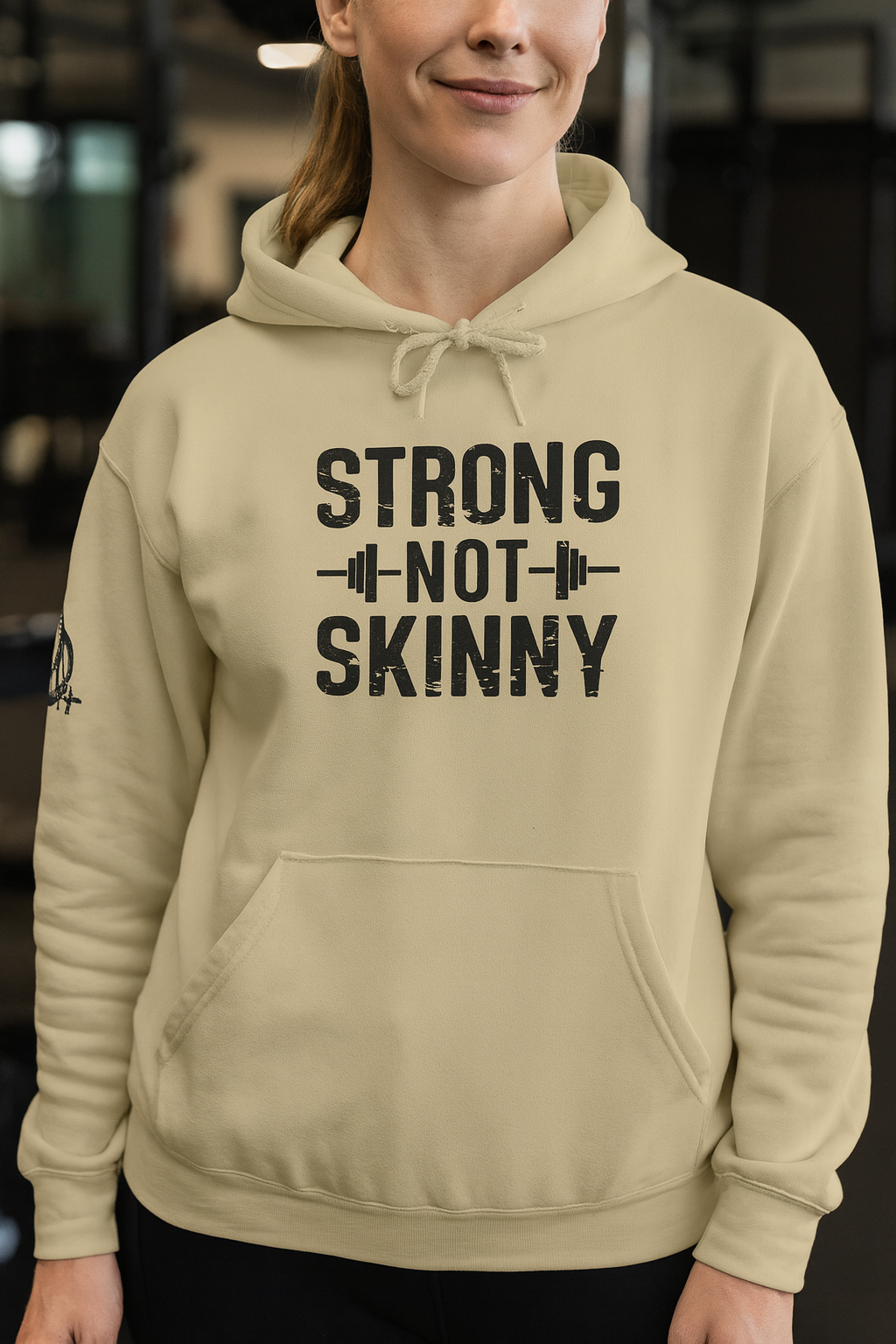 Strong Not Skinny - Unisex Heavy Blend Hooded Sweatshirt - Black Front & Arm Logo
