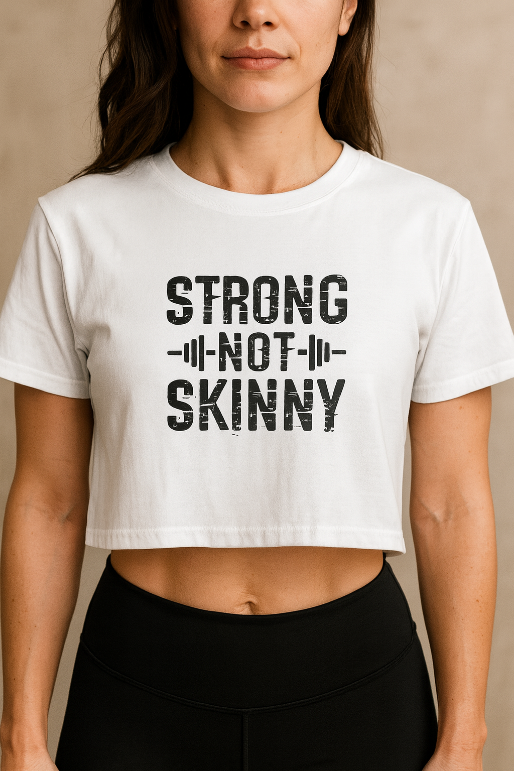 Strong Not Skinny - Women's Crop Tee - Black Logo