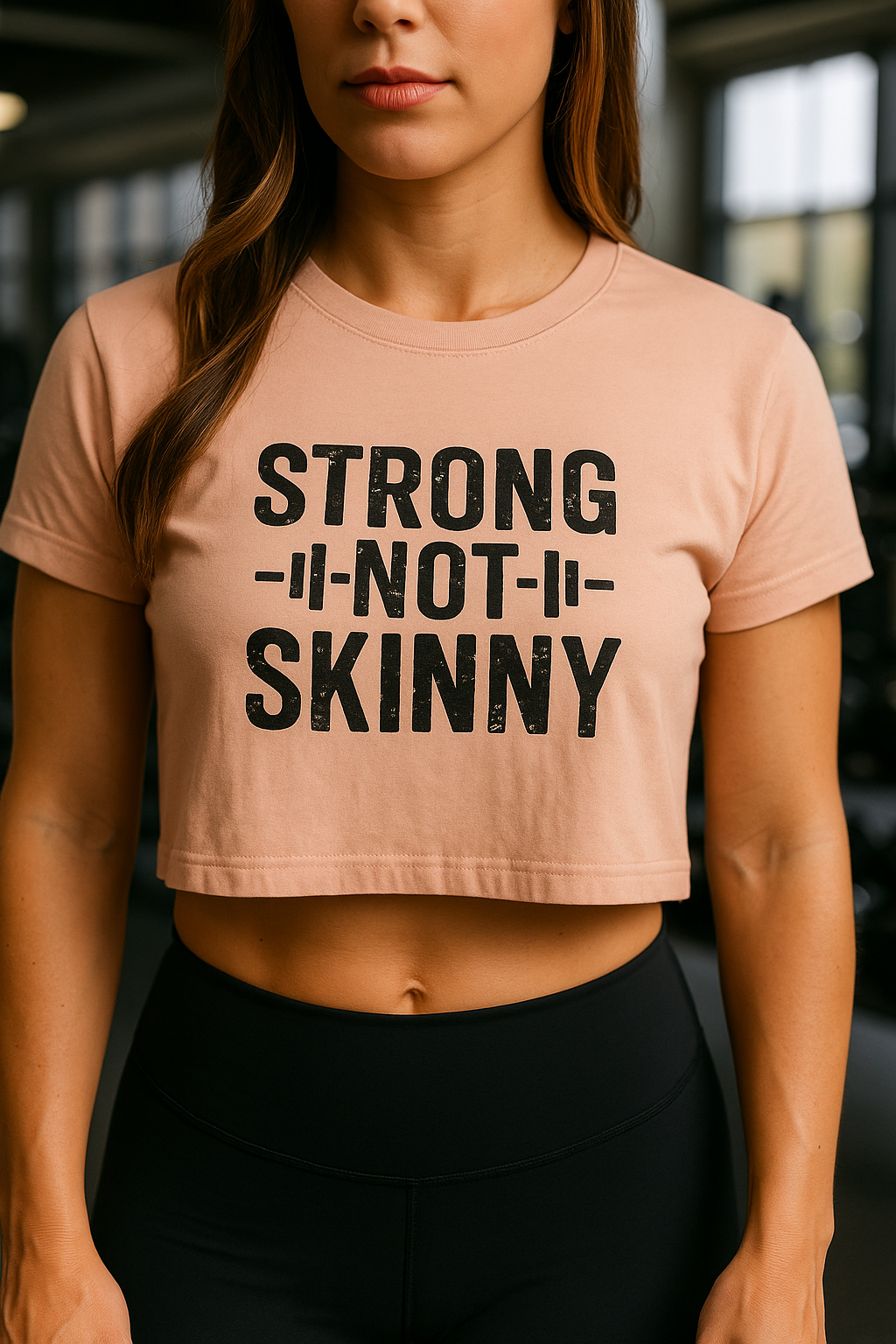 Strong Not Skinny - Women's Crop Tee - Black Logo