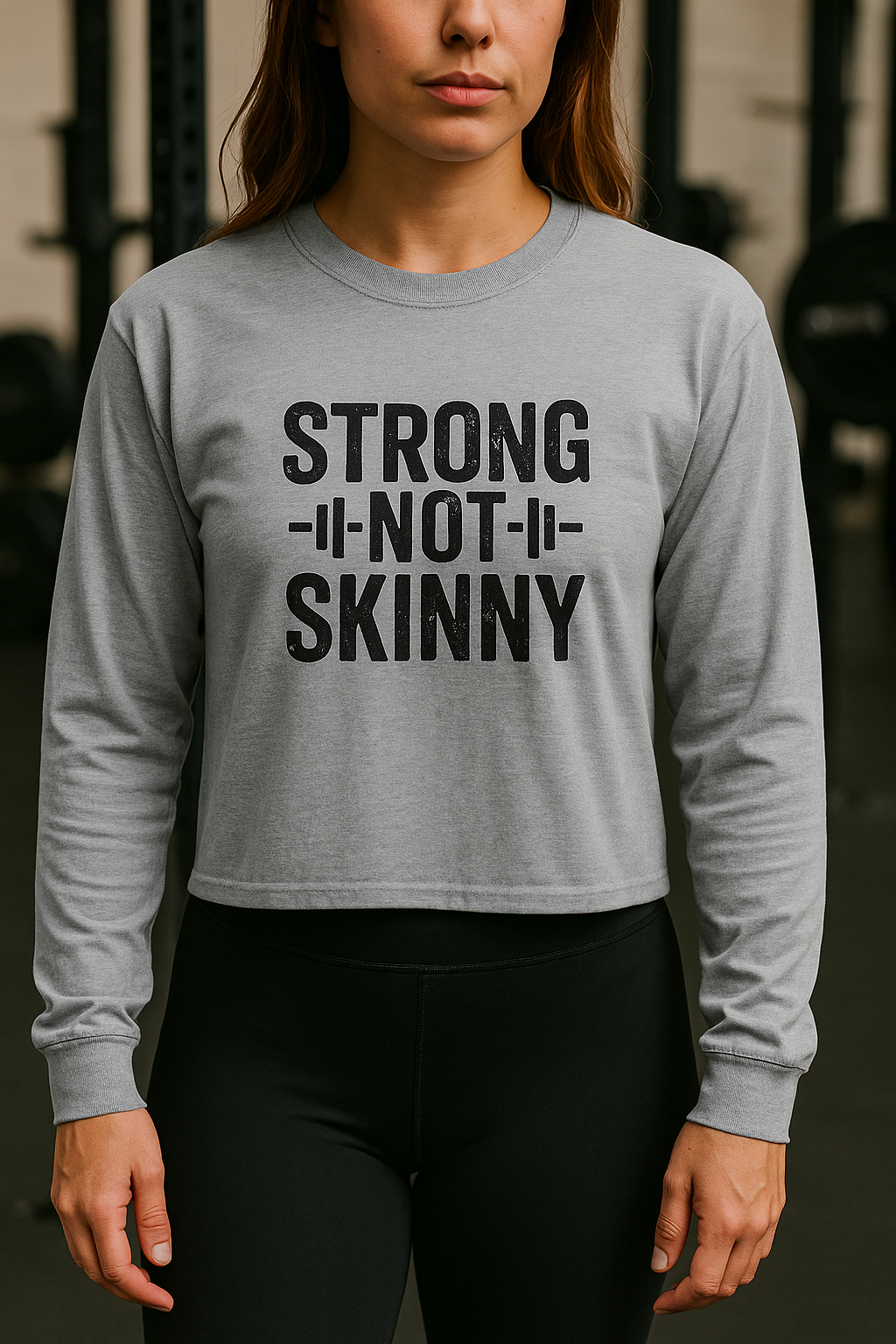 Strong Not Skinny  - Unisex Long Sleeve T-Shirt - Black Logo