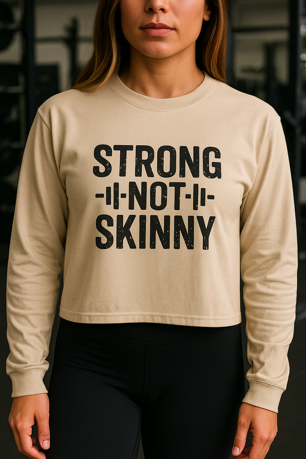 Strong Not Skinny  - Unisex Long Sleeve T-Shirt - Black Logo
