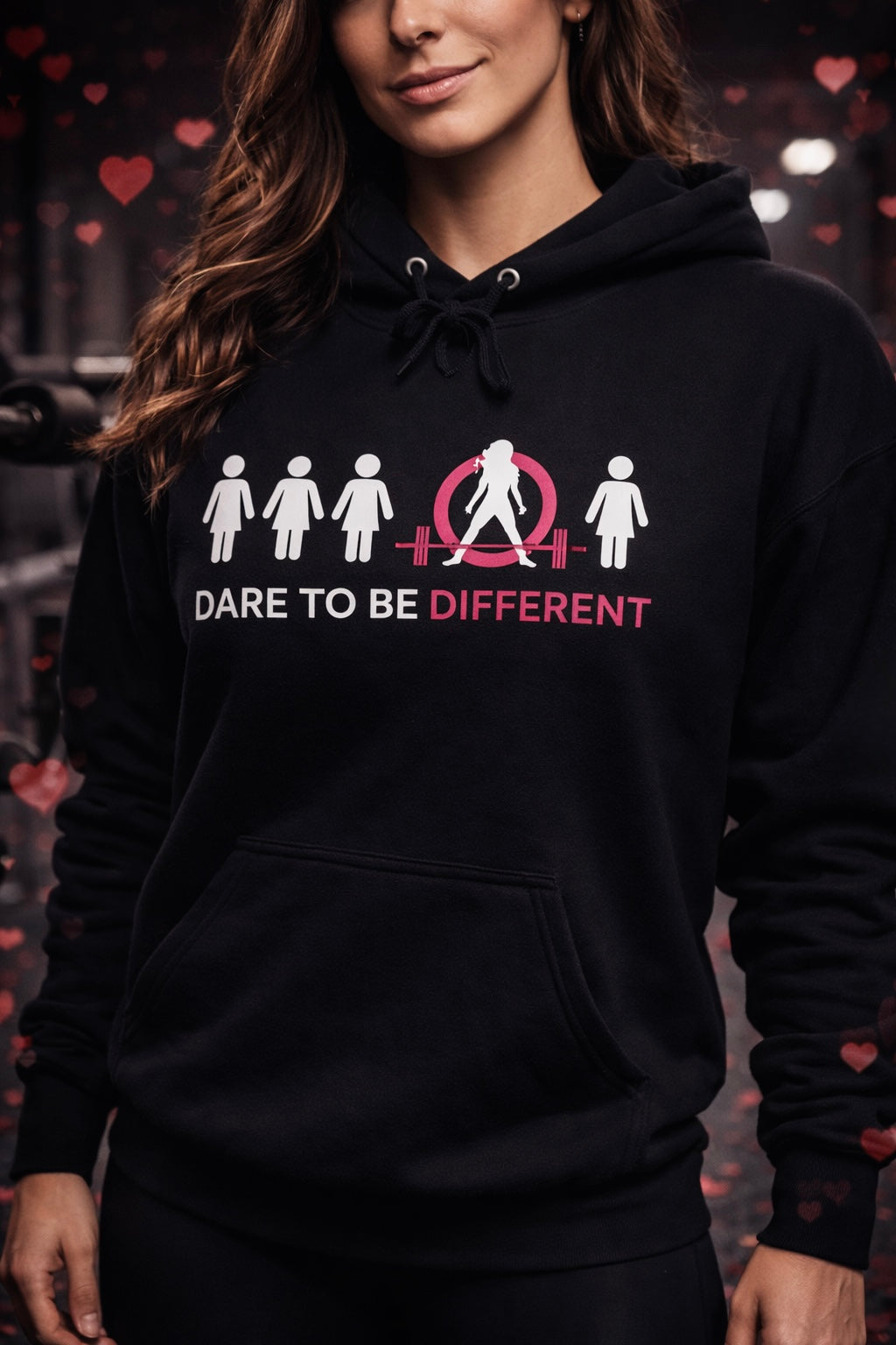 Dare To Be Different - Deadlift - Unisex Heavy Blend Hooded Sweatshirt - White Print on Front & Arm