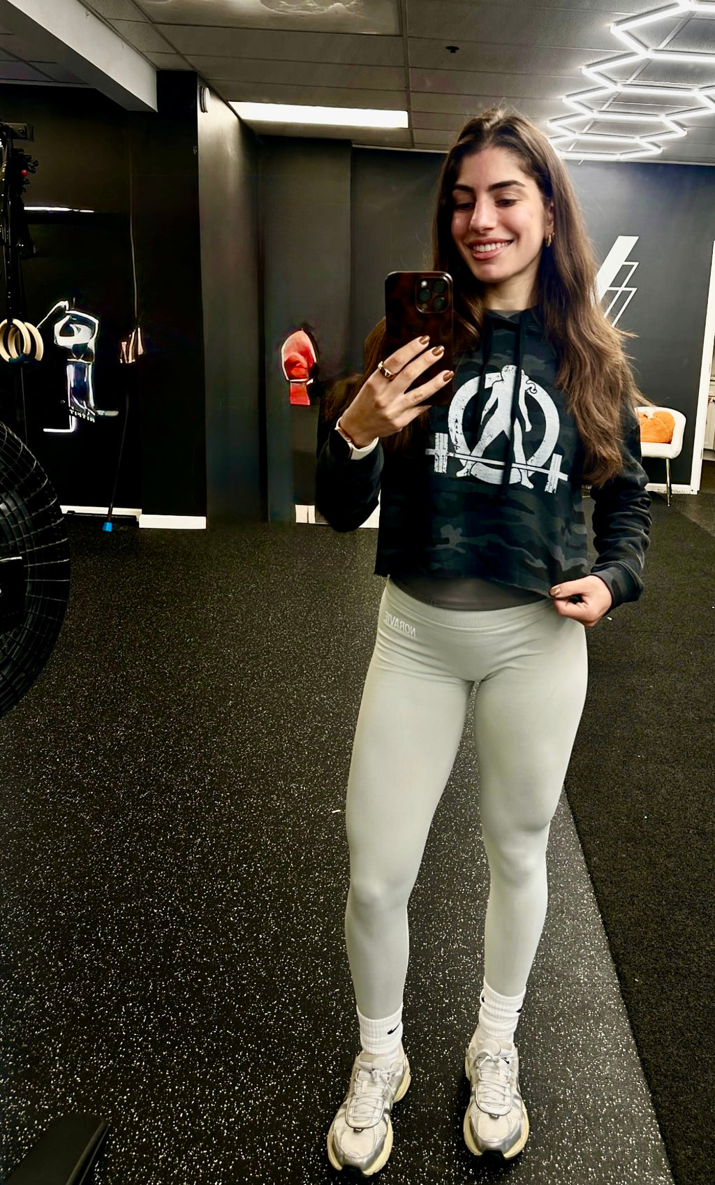 Women’s Cropped Hooded Sweatshirt - White Distressed Logo