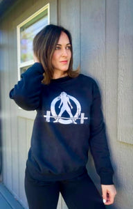 Unisex Heavy Blend™ Crewneck Sweatshirt - Distressed Logo - Plain Back