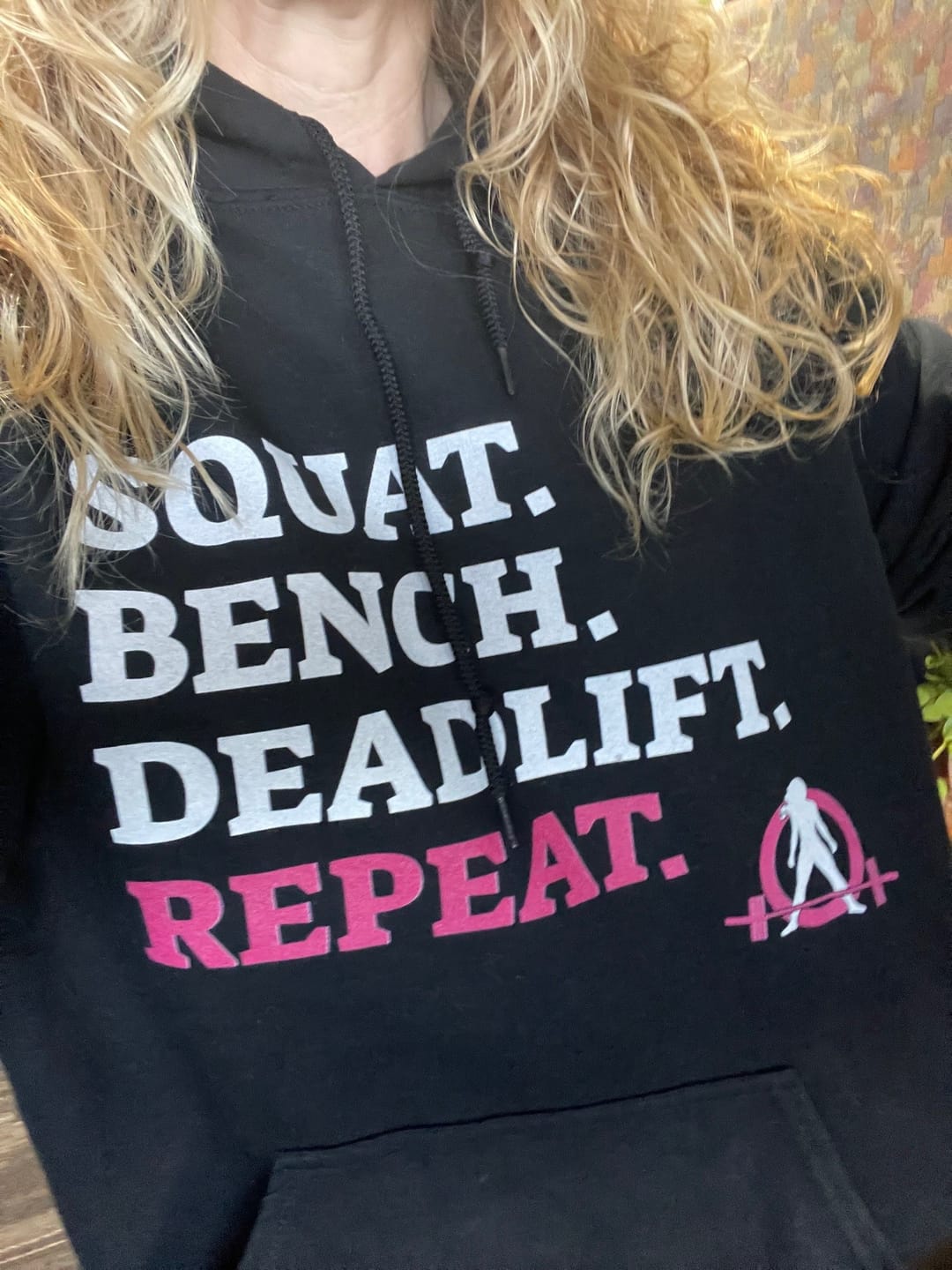 WWLW “Squat • Bench • Deadlift • Repeat” Hoodie - White Logo - Plain Back