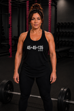 45 + 45 = 135 - Women's Ideal Racerback Tank - White Print Front & Back