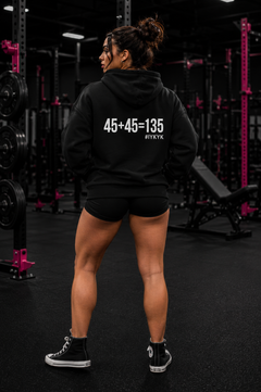 45 + 45 = 135  - Unisex Heavy Blend Hooded Sweatshirt  - White Logo Front & Back