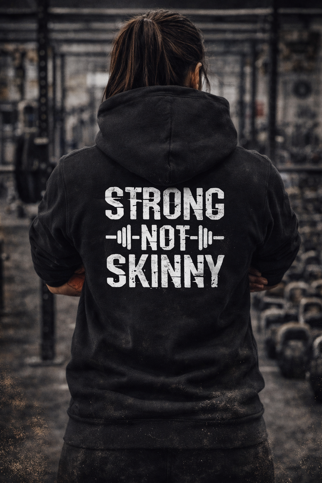 Strong Not Skinny - Unisex Heavy Blend Hooded Sweatshirt - White Distressed Logo