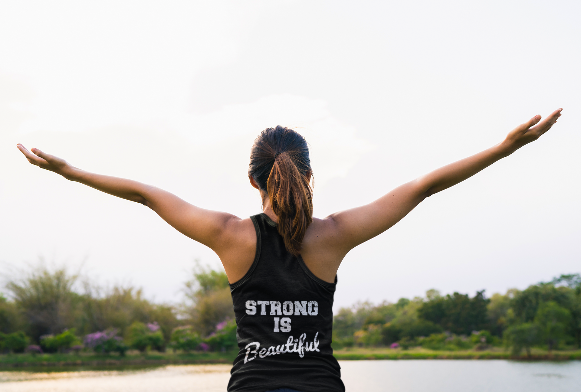 Strong Is Beautiful - Women's Ideal Racerback Tank - Distressed White Logo - (BEST SELLER)