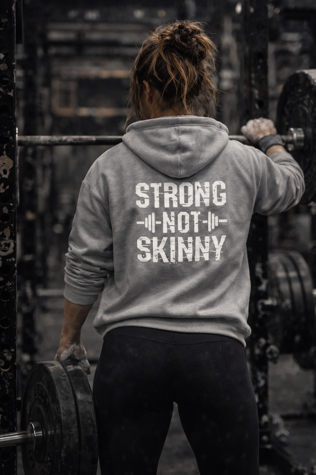 Strong Not Skinny - Unisex Heavy Blend Hooded Sweatshirt - White Distressed Logo