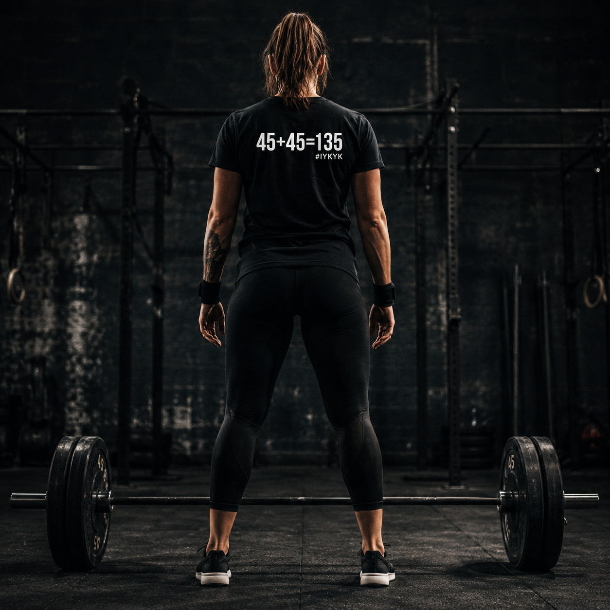 45 + 45 = 135 V1 - Women's Softstyle Tee - White Logo on Front & Back
