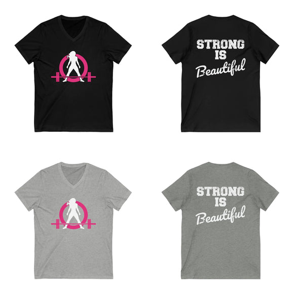 Strong Is Beautiful - Unisex Jersey Short Sleeve V-Neck Tee