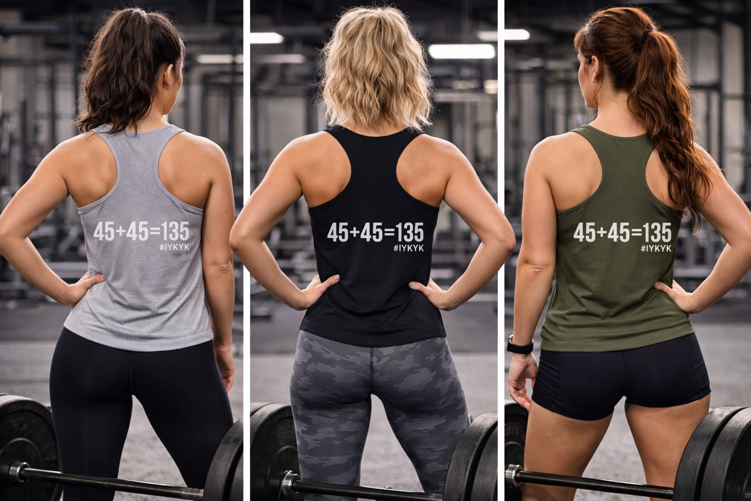 45 + 45 = 135 - Women's Ideal Racerback Tank - White Print Front & Back