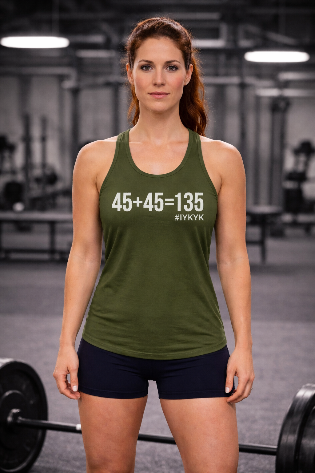 45 + 45 = 135 - Women's Ideal Racerback Tank - White Print Front & Back