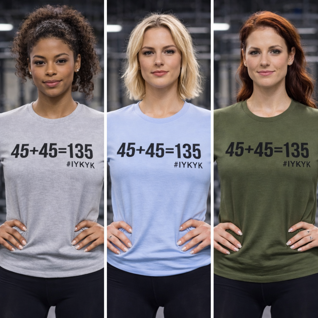 45 + 45 = 135 - Unisex Softstyle T-Shirt - Black Print on Front Plain Back