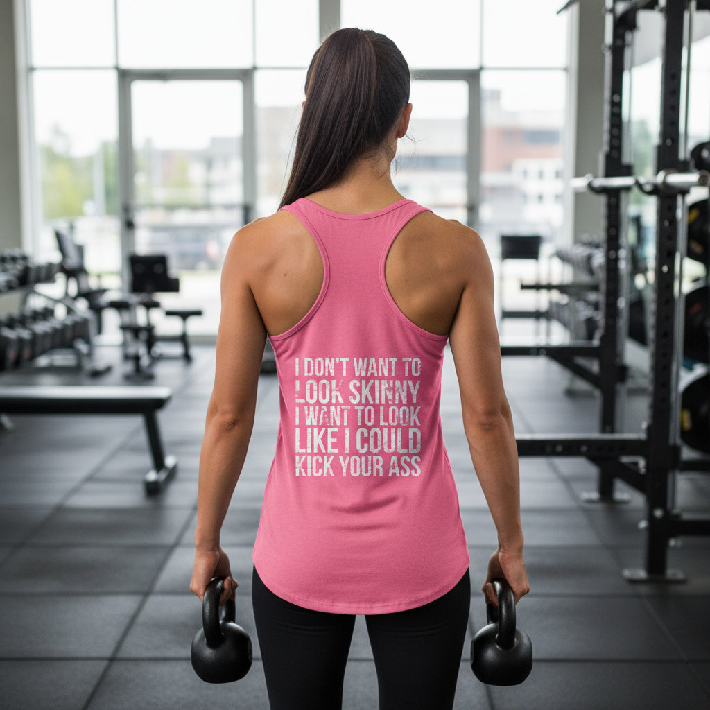 Kick Your Ass - Classic White Logo - Ideal Racerback Tank