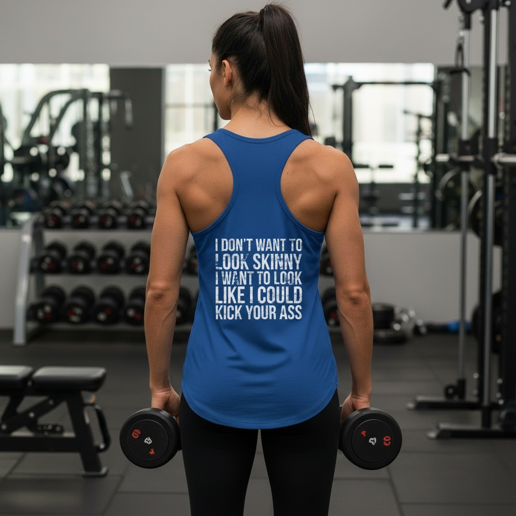 Kick Your Ass - Classic White Logo - Ideal Racerback Tank