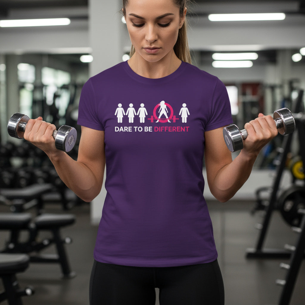 Dare To Be Different - Deadlift - Women's Softstyle Tee - Logo on Front - Plain Back