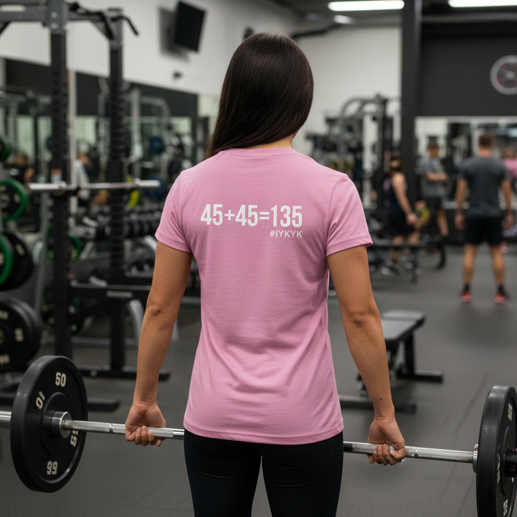 45 + 45 = 135 - Women's Softstyle Tee - White Logo on Front & Back