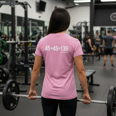 45 + 45 = 135 V1 - Women's Softstyle Tee - White Logo on Front & Back