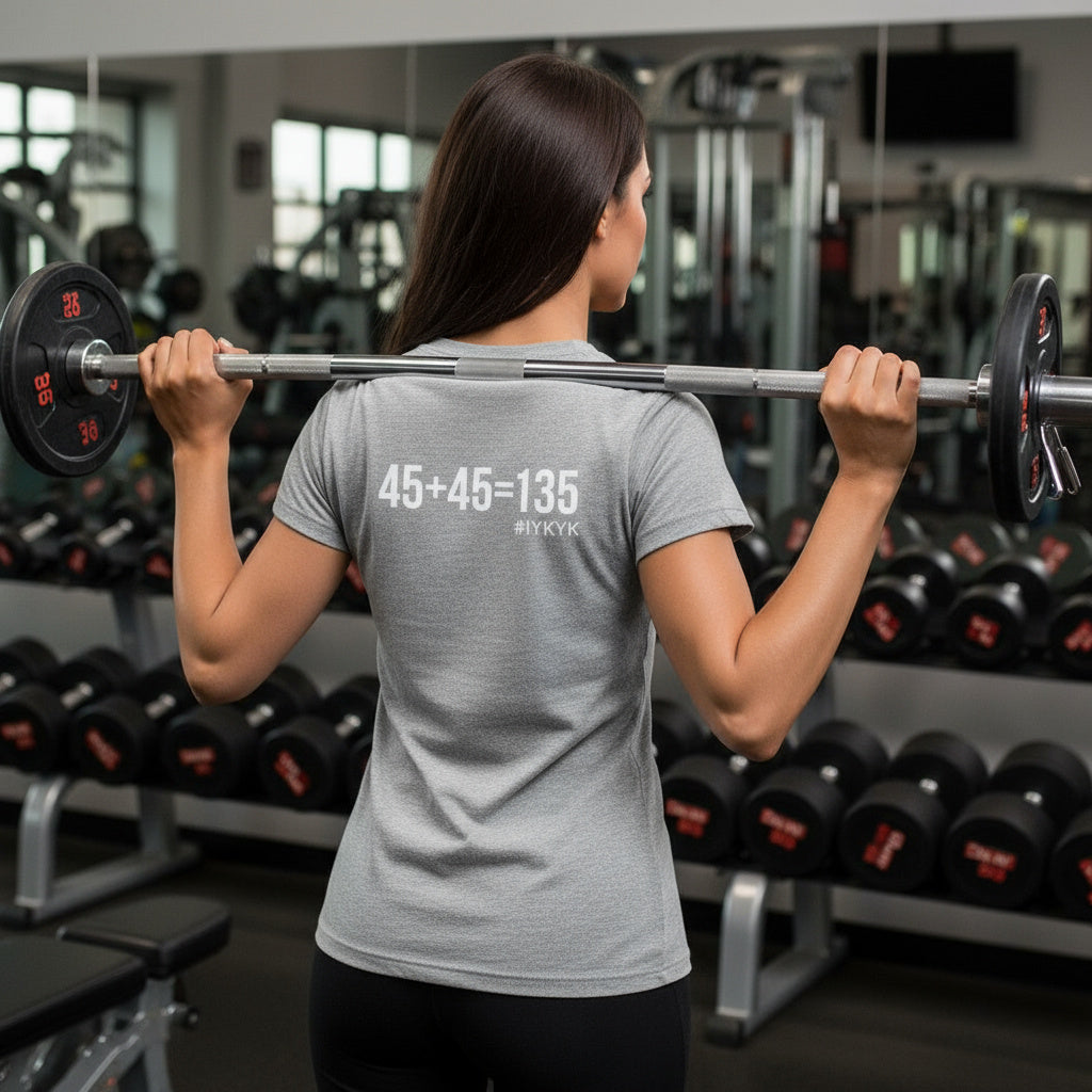 45 + 45 = 135 - Women's Softstyle Tee - White Logo on Front & Back