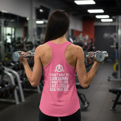 Kick Your Ass + WWLW - White Logo - Ideal Racerback Tank - V2