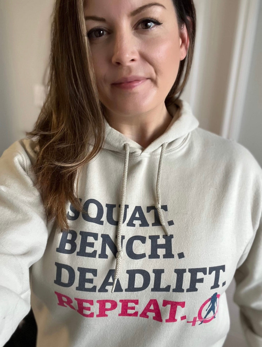 WWLW “Squat • Bench • Deadlift • Repeat” Hoodie - White Logo - Plain Back
