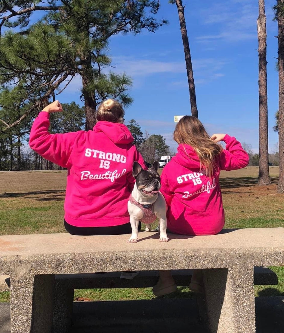 Strong Is Beautiful – Unisex Heavy Blend™ Hooded Sweatshirt (Distressed White Logo) 🤍💪