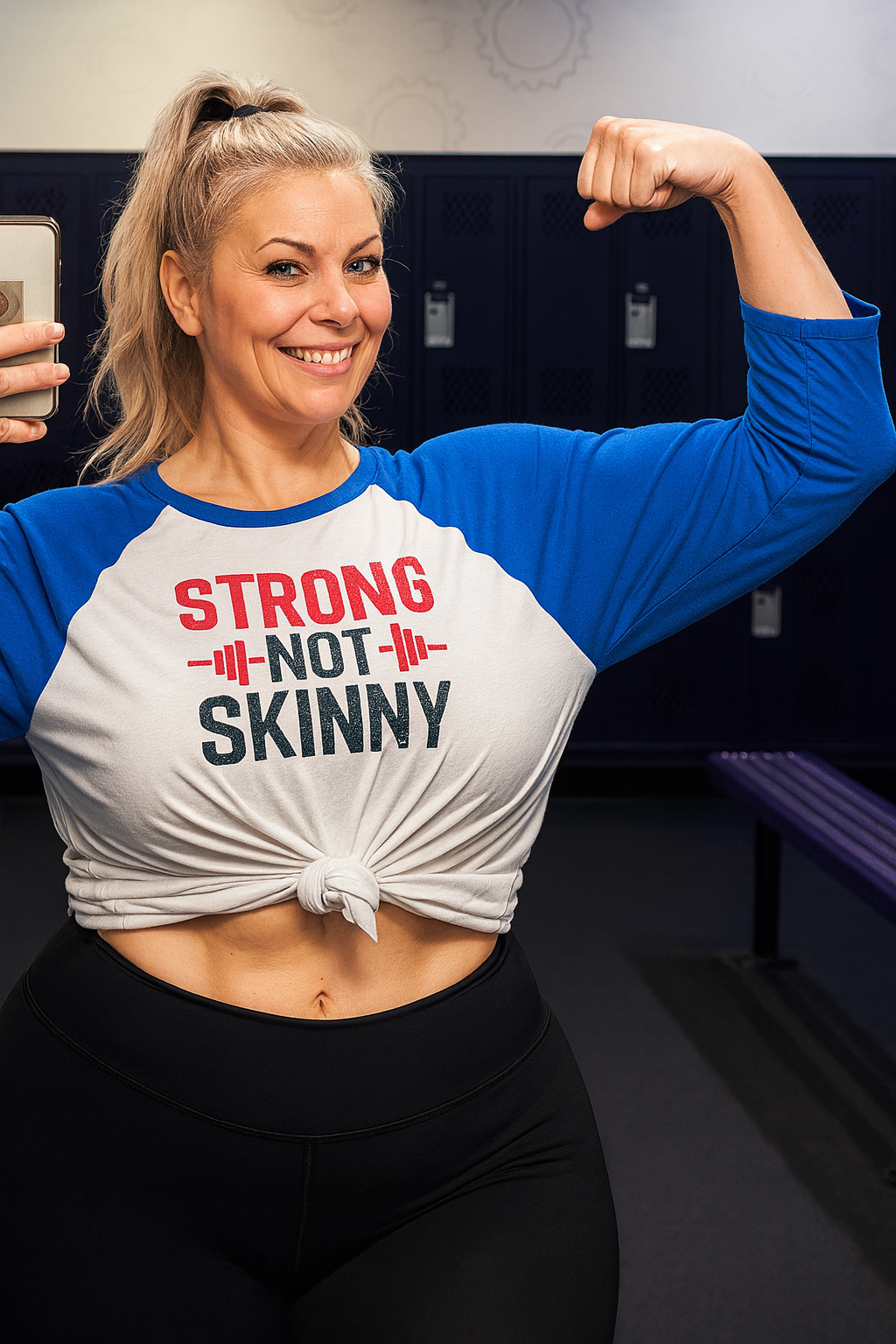 Strong Not Skinny - 3\4 Sleeve Baseball Tee - Color Logo