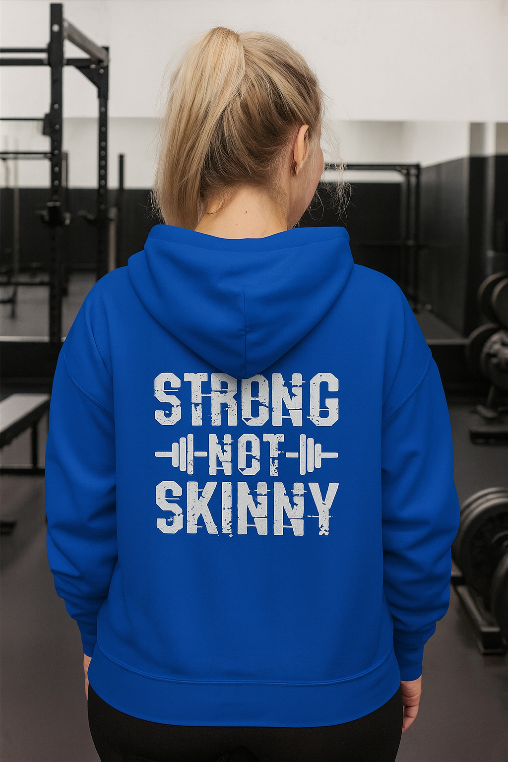 Strong Not Skinny - Unisex Heavy Blend Hooded Sweatshirt - White Distressed Logo