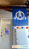 Indoor Wall Tapestries - Blue with White Distressed Logo