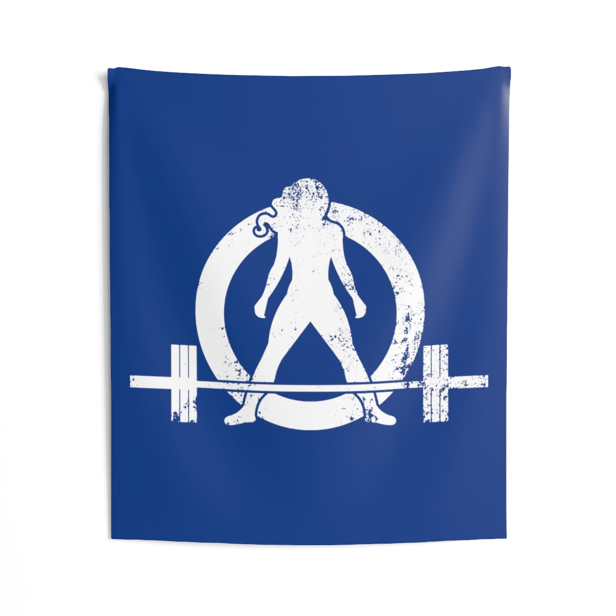 Indoor Wall Tapestries - Blue with White Distressed Logo
