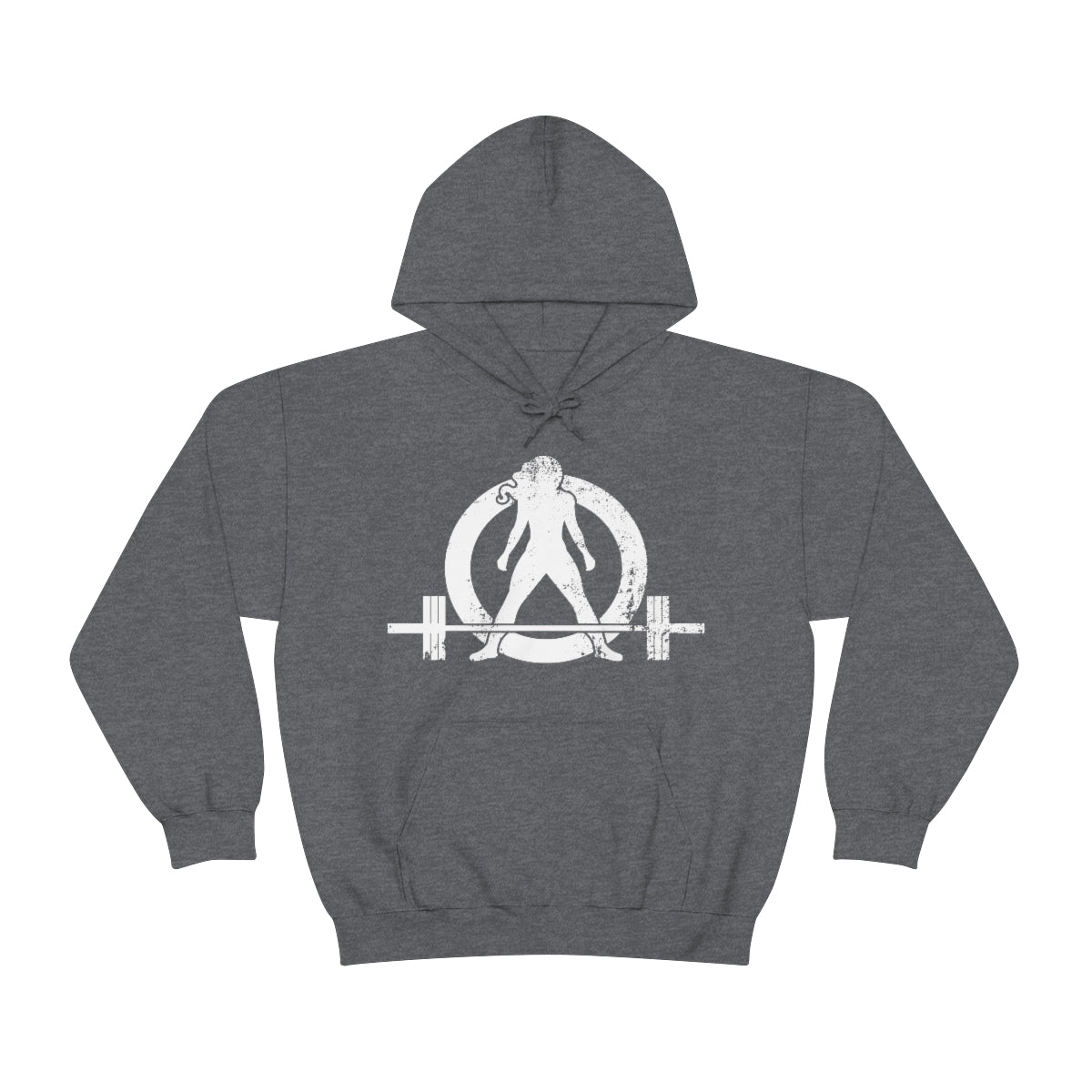 Unisex Heavy Blend Hooded Sweatshirt - Distressed White Logo - Plain Back (BEST SELLER)