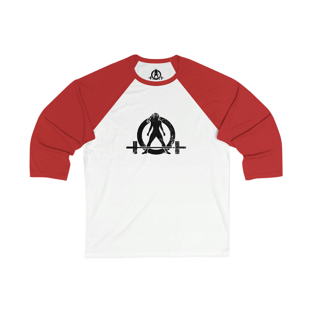 Unisex 3\4 Sleeve Baseball Tee - Classic Distressed Black Logo