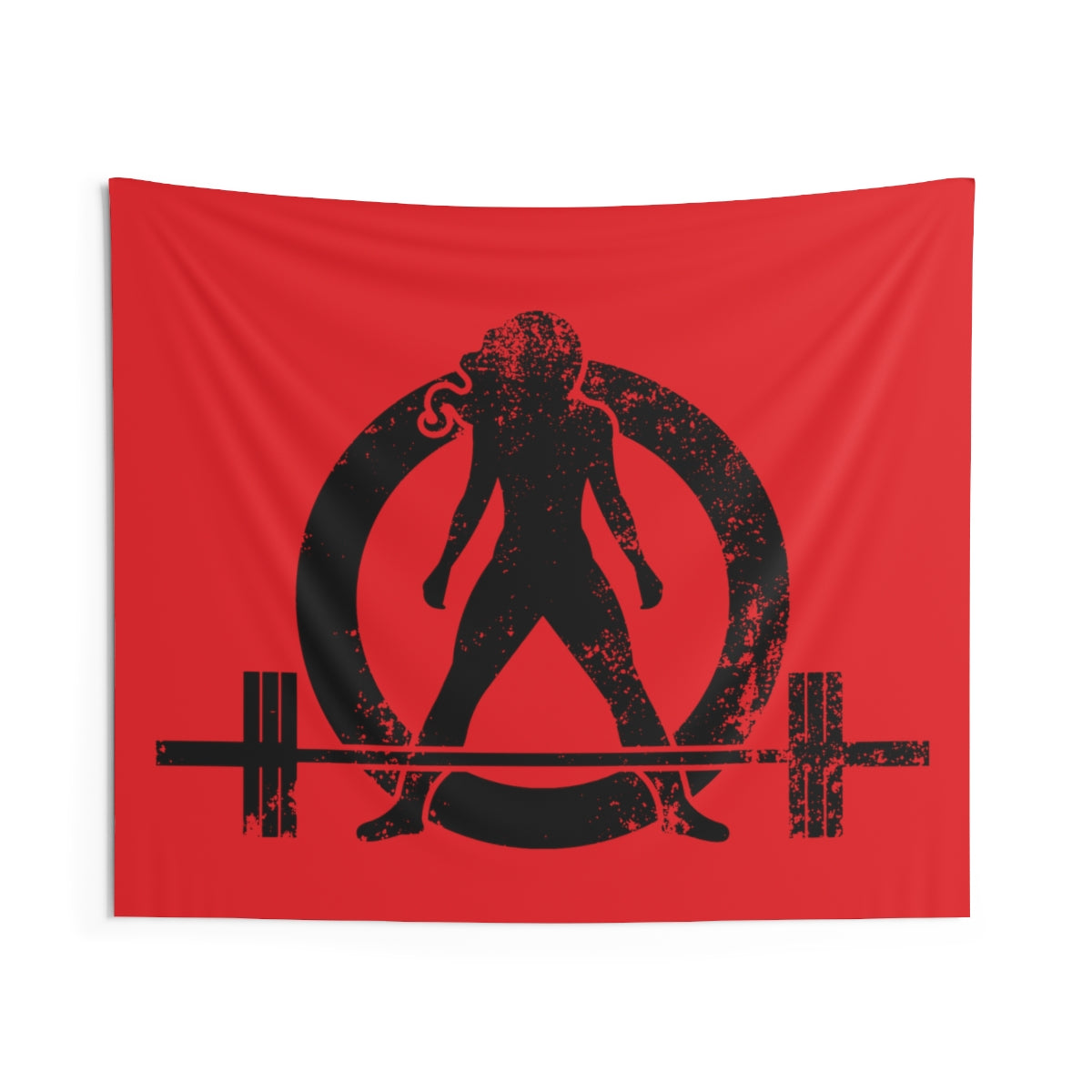 Indoor Wall Tapestries - Red with Black Distressed Logo